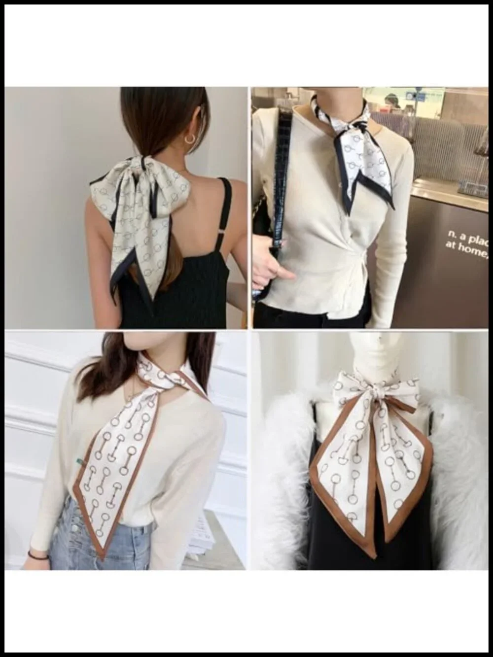Satin Hair Scarf for Women Silk Feeling Neck Scarf Bag Purse Accessory